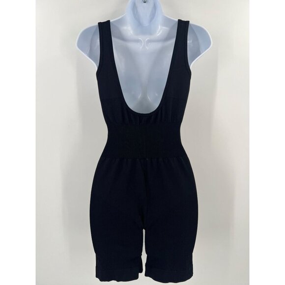 We Wore What Small Black Athleisure Biker Romper Square Neck Jumpsuit One Piece - Picture 2 of 13